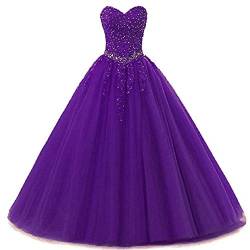 EVANKOU Damen Liebsten Lang Tüll Formellen Abendkleid Ballkleid Festkleider P25 Violett Größe 40 von EVANKOU