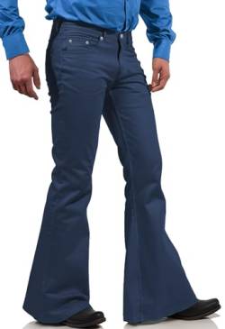 70er Jahre Disco Hose für Herren, Herren Bell Bottom Jeans Hose, 60er 70er Jahre Glockenhose Vintage Denim Hose Jeans für Herren, Dunkelblau, 5X-Groß von EVEDESIGN