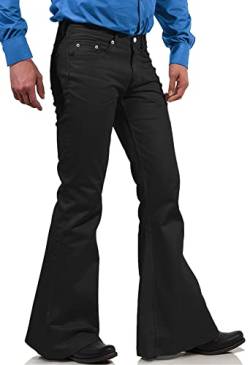 70er Jahre Disco Hose für Herren, Herren Bell Bottom Jeans Hose, 60er 70er Jahre Glockenhose Vintage Denim Hose Jeans für Herren, Schwarz, Groß von EVEDESIGN