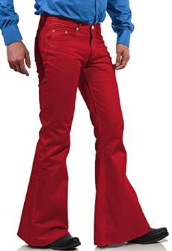 70er Jahre Discohose für Herren, Herren-Jeanshose, 60er 70er Jahre Glockenhose, Vintage-Denim-Hose, Jeans für Herren, rot, 3XL von EVEDESIGN