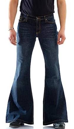 EVEDESIGN 70er Jahre Bell Bottom Pants für Herren, Herren Bell Bottom Jeans Disco Flared Pants, Relaxed Fit Jeans für Herren (Bule), Blau1, X-Groß von EVEDESIGN