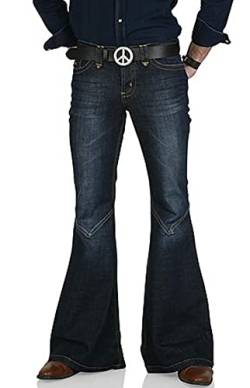 EVEDESIGN 70er Jahre Bell Bottom Pants für Herren, Herren Bell Bottom Jeans Disco Flared Pants, Relaxed Fit Jeans für Herren (Bule), Blau2, Groß von EVEDESIGN