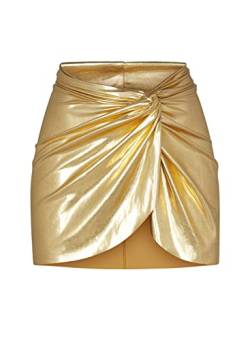EVELUST Metallischer Badeanzug-Sarong-Minirock für Damen – sexy Rave-Bikini-Strand-Cover-up-Badeanzug mit kurzem Wickel-Badeanzug(Gold, S, 10252w) von EVELUST