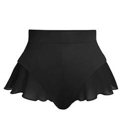 Rave-Hose für Damen – Festival Cute High Waist Bikini Shorts Sheer Mesh Rüschen Tanzrock Club Mini Hotpants, Schwarz, X-Small von EVELUST