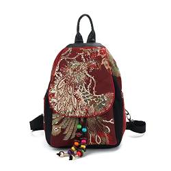 EVEOUT Jahrgang Gestickt Damen Rucksack im ethnischen Stil Reisehandtasche Schultertasche Canvas Rucksack Tagesrucksack von EVEOUT