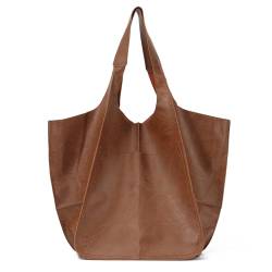 EVEOUT Retro Umhängetaschen für Damen Weiches Kunstleder Schultertaschen Mode Einfache Große Handtasche Shopper Tragetasche von EVEOUT