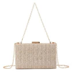 EVEOUT Stroh Clutch für Damen Stroh Abendhandtasche Sommer Gewebt Hochzeitstasche Umhängetasche Stroh box Clutch für Party Urlaub von EVEOUT