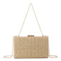 EVEOUT Stroh Clutch für Damen Stroh Abendhandtasche Sommer Gewebt Hochzeitstasche Umhängetasche Stroh box Clutch für Party Urlaub von EVEOUT