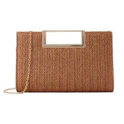 EVEOUT Stroh Clutch für Damen Stroh Abendhandtasche Sommer Gewebt Hochzeitstasche Umhängetasche für Party Urlaub von EVEOUT