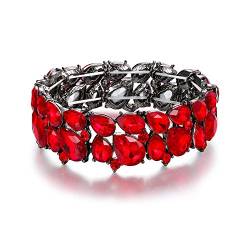 EVER FAITH Armband Damen Hochzeitsfeier Schmuck Österreichisch Kristall 2 Schicht Armkette für Braut Rot Schwarz-Ton von EVER FAITH