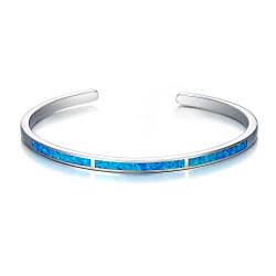 EVER FAITH Blau Opal Armreif einfaches, klassisches, tägliches Geburtsstein-Armband, Schmuck für Damen von EVER FAITH