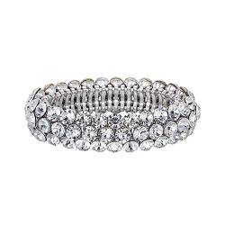 EVER FAITH Braut Armband für Hochzeit Funkelnde Kristall Strass Stretch Armkette für Damen Mädchen Klar von EVER FAITH