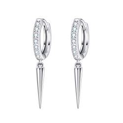 EVER FAITH Creolen Ohrringe Spikes Drop 925 Sterling Silber Cubic Zirkonia Minimalistisch Kleine Huggie Ohrringe von EVER FAITH