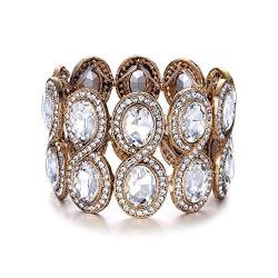 EVER FAITH Damen Armband Strass Kristall Art Deco Hochzeit Braut Elastisch Stretch Armreif Klar Gold-Ton von EVER FAITH