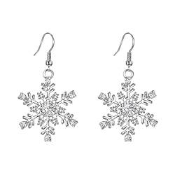 EVER FAITH Damen Ohrringe österreichischen Kristall Winter Party Schneeflocke Haken baumeln Ohrstecker Ohr Schmuck klar Gold-Ton (Klar Silber-Ton) von EVER FAITH