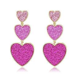 EVER FAITH Hot Pink Herz Ohrringe, Taylor Heart Earrings, Herz Ohrringe für Party Schmuck Geschenke von EVER FAITH