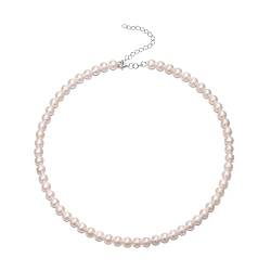EVER FAITH Mädchen kleine Perle Choker-Halskette aus 925-Sterlingsilber Kette mit Rosa simulierte 6 mm Perle Perlenkette für Mädchen von EVER FAITH