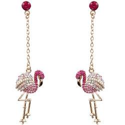 EVER FAITH Österreichische Kristall Art Deco Süß Flamingo Vogel Stecker Dangle Ohrringe Rosa Gold-Ton von EVER FAITH