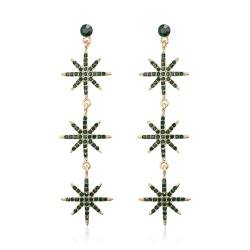EVER FAITH Stern Ohrringe, funkelnde Kristall Hexagramm Stern lange Tropfen baumelnden Grün Stern Ohrringe für Damen von EVER FAITH