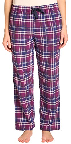 EVERDREAM Damen Flanell-Pyjamahose, lang, 100 % Baumwolle, Lila kariert, X-Large von EVERDREAM