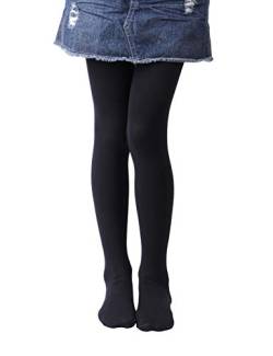 EVERSWE Girls Tights, Semi Opaque Footed Tights, Microfiber Dance Tights (2-4, Black) von EVERSWE