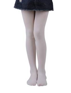 EVERSWE Girls Tights, Semi Opaque Footed Tights, Microfiber Dance Tights (2-4, Cream) von EVERSWE