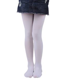 EVERSWE Girls Tights, Semi Opaque Footed Tights, Microfiber Dance Tights (2-4, White) von EVERSWE