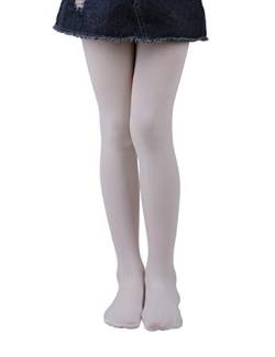 EVERSWE Girls Tights, Semi Opaque Footed Tights, Microfiber Dance Tights (5-7, Cream) von EVERSWE