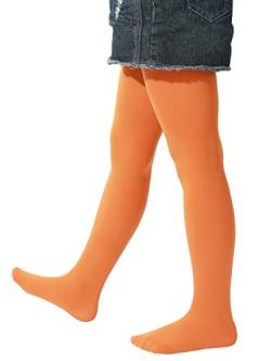 EVERSWE Girls Tights, Semi Opaque Footed Tights (Orange, 11-13) von EVERSWE
