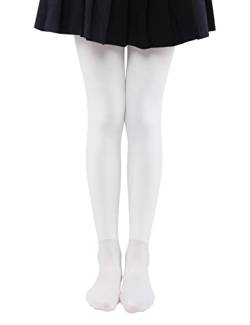 EVERSWE Girls' Winter Fleece Lined Tights, Girls' Opaque Thermal Tights (9-11, White) von EVERSWE