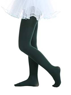 EVERSWE Kinder Strumpfhose für Mädche, Semi Opaque Footed Tights(11-13, Gunkelgrün) von EVERSWE