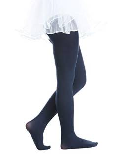 EVERSWE Kinder Strumpfhose für Mädche, Semi Opaque Footed Tights(11-13, Marine) von EVERSWE