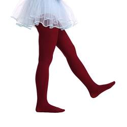 EVERSWE Kinder Strumpfhose für Mädche, Semi Opaque Footed Tights(11-13, Wein rot) von EVERSWE