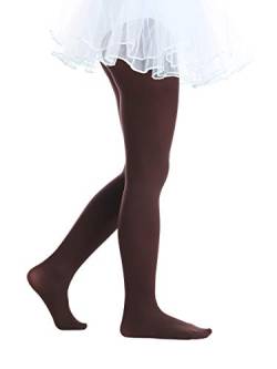 EVERSWE Kinder Strumpfhose für Mädche, Semi Opaque Footed Tights(2-4, Braun) von EVERSWE