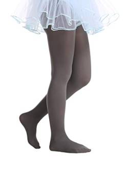 EVERSWE Kinder Strumpfhose für Mädche, Semi Opaque Footed Tights(8-10, Grau) von EVERSWE