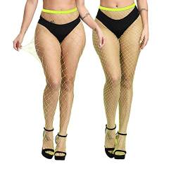 EVERSWE Sexy Elastisch Hohe Taille Strumpfhosen Netzstrümpfe Schenkelhohe Strümpfe Strumpfhosen für Damen (Gelb LM, L-XL) von EVERSWE
