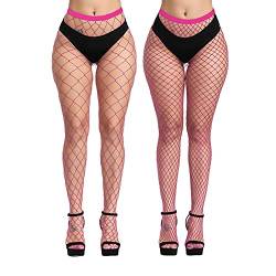 EVERSWE Sexy Elastisch Hohe Taille Strumpfhosen Netzstrümpfe Schenkelhohe Strümpfe Strumpfhosen für Damen (Rosa LM, L-XL) von EVERSWE