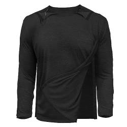 Unisex Post Schulter Chirurgie Shirts für Männer Tearaway Erholung Langarm Shirt Frauen Voll Offene Seite Snap Adaptive Kleidung, Schwarz, XX-Large von EVERWORTH