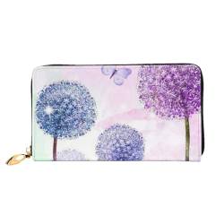 EVIUS Bunte Sonnenblumen-bedruckte Geldbörse, langer Stil, Clutch, Unisex, Geldklammer, Reise-Brieftasche, Reißverschluss, einfach zu tragen, modisch und schön, Bunte Blumen lila Schmetterling, von EVIUS