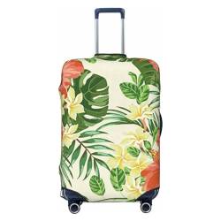 EVIUS Kofferüberzug mit Mohnblumen, Reisegepäck, Kofferabdeckungen, waschbar, elastisch, passend für 45 cm - 81 cm Gepäckabdeckungen, Hojas Tropicales Y Flores, L von EVIUS