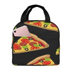 EVIUS Leckere Pizza-Lunch-Tasche, isolierte Lunchtasche, tragbare Lunch-Tasche, Bento-Tasche, für Damen, Kühltasche, Thermo-Lunch-Tasche, Lunch-Organizer, Bento-Box für Männer und Frauen, Büro, von EVIUS