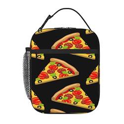 EVIUS Tragbare Lunchtasche, isolierte Lunchtasche, leckere Pizza-Drucke, Bento-Tasche, wiederverwendbare Lunchtasche mit Reißverschluss, für Damen und Herren, Büro, Picknick von EVIUS