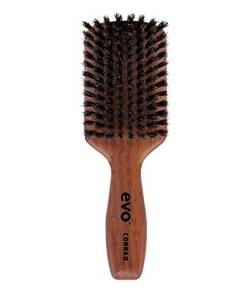 EVO conrad bristle paddle brush, Stylingbürste für alle Haartypen, zum Glätten, Entwirren mit natürlichen Wildschweinborsten, Haarbürste Frauen, Damen, Herren I aus zertifiziertem Holz hergestellt von EVO