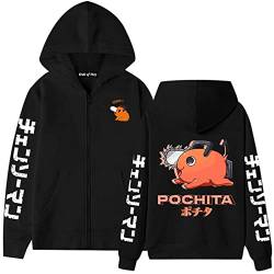 EVOHOUSE Chainsaw Man Pochita Hoodie für Damen Herren Anime Pochita Cosplay Kostüm Bedruckt Langarm Sweatshirt Pullover Reißverschluss Jacke Harajuku Trainingsanzug von EVOHOUSE