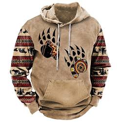 EVOHOUSE Herren Retro Hoodie - Vintage Indianer 3D gedruckt Langarm Sweatshirt Kapuzenpullover Pullover Trainingsanzug von EVOHOUSE