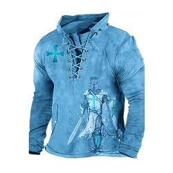 EVOHOUSE Herren Tempelritter Hoodie Vintage Knight 3D gedruckt Langarm Sweatshirt Pullover Jacke Tops von EVOHOUSE