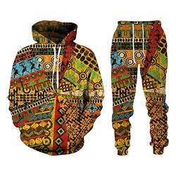 EVOHOUSE Herren Trainingsanzug zweiteiliges Set Afrikanischer Stil 3D gedruckte Hoodie und Jogger Set Mode Sportbekleidung Set von EVOHOUSE
