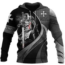 EVOHOUSE Tempelritter Hoodie für für Herren Vintage Knight 3D gedruckt Langarm Kapuze Sweatshirt Pullover Jacke Sportswear Tops von EVOHOUSE