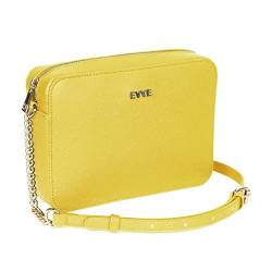 EVVE Damen Saffiano Crossbody Kameratasche Designer Schultertasche mit Kette und Ledergurt, gelb von EVVE