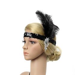 Kopfbedeckung für Damen, Hochzeit, Haarschmuck für Damen, Stirnbänder für Damenhaar, 1920er-Jahre-Gatsby-Stirnband, Gatsby-Kopfschmuck, Haargummis für Damen, Stirnbänder, Damen-Ha von EVXOIJMS